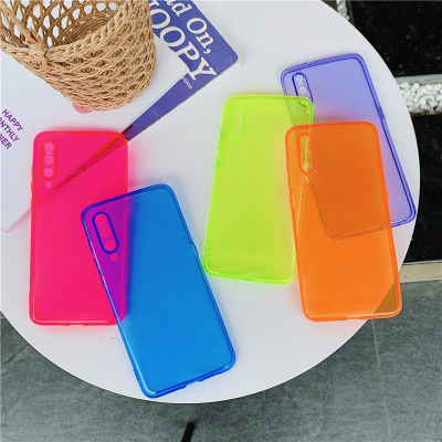 Fluorescent Color Soft Silicone Phone Case For Xiaomi 10 9 8 CC9 Pro Lite Redmi Note 9S 8 7 K20 K30 Pro Transparent Back Cover