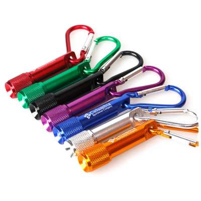 Supply Columbia mini LED flashlight gift flashlight aluminum carabiner keychain flashlight