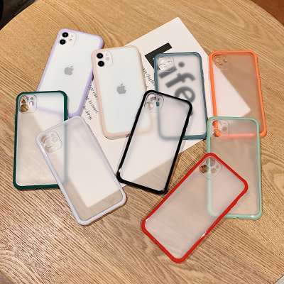 Shockproof Transparent Phone Case For iPhone SE2 11 Pro X Xs MAX XR 6 6s 7 8 Plus Camera Protection Candy Color Cover Case